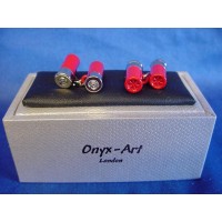ONYX-ART CUFFLINK SET - SHOTGUN CARTRIDGES